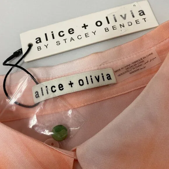 Alice + Olivia Willa Palm Beach Silk Blouse Medium NWT $350 - Picture 10 of 13